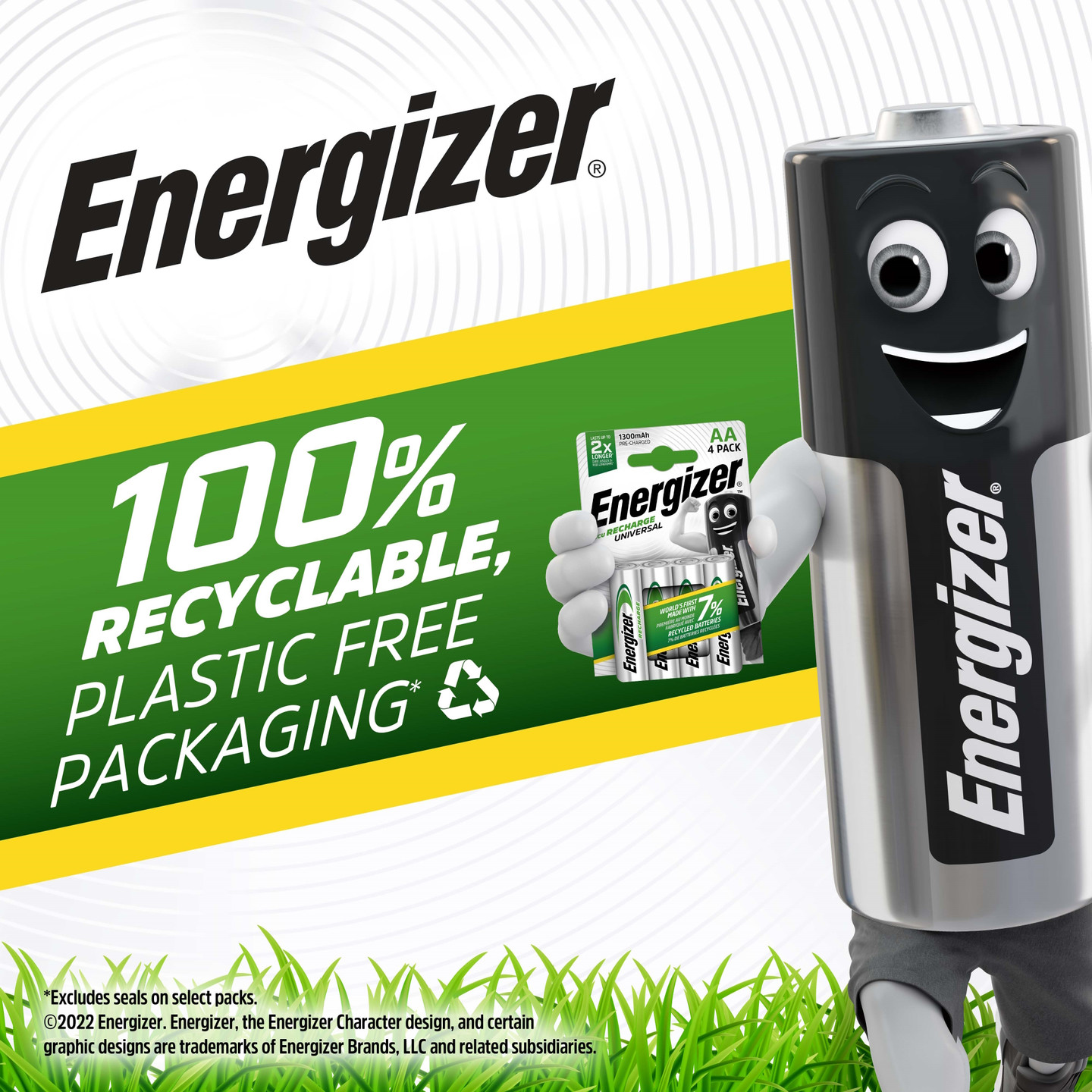 Energizer Universal AA 1300mAh Rechargeable Batteries (4 Pack)