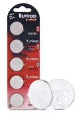 Uniross CR2430 3 Volt Lithium Coin Cell Battery. 5 Pack