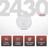Uniross CR2430 3 Volt Lithium Coin Cell Battery. 5 Pack