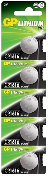 GP CR2016 3 Volt Lithium Coin Cell Battery. 5 Pack