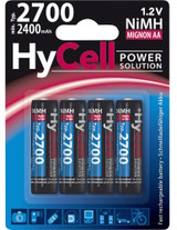 HyCell AA 2400 mAh NiMH Rechargeable Batteries. 4 Pack