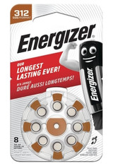 Energizer Hearing Aid Batteries Size 312 Brown. 8 Pack