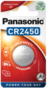 Panasonic CR2450 3 Volt Lithium Coin Cell Battery. 1 Pack