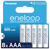 Panasonic Eneloop AAA 800 mAh Pre-charged Rechargeable Batteries. 8 Pack