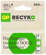 GP ReCyko AAA 950 mAh NiMH Rechargeable Batteries. 4 Pack