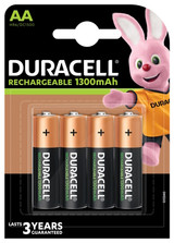 Duracell AA 1300 mAh NiMH Rechargeable Batteries DURAA1300MAH4PK