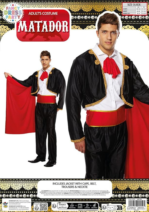 Adult Matador Suit fancy dress costume for men.