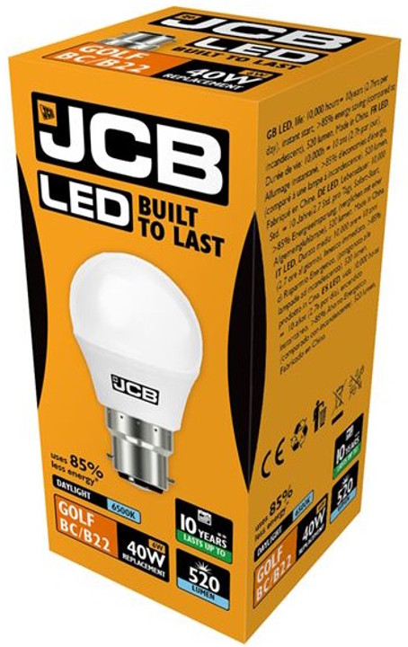 JCB LED B22 Golf Bulb. 6w (40w) 520 Lumens Daylight. 1 Bulb