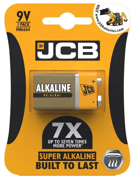 JCB 9V Super Alkaline Battery PP3 LR22 MN1604 BLOC 1 Pack