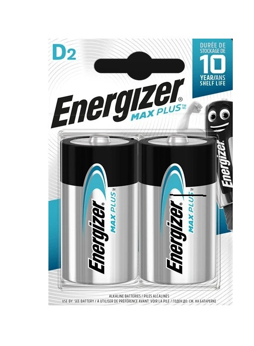 Energizer D Size LR20 Max Plus Alkaline Batteries MX1300. Pack of 2