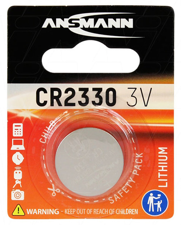 Ansmann CR2330 3 Volt Lithium Coin Cell Battery (2330, DL2330). 1 Pack