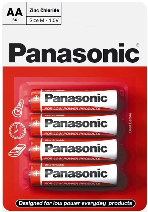 Panasonic AA Zinc Batteries(LR6, MN1500). 4 Pack