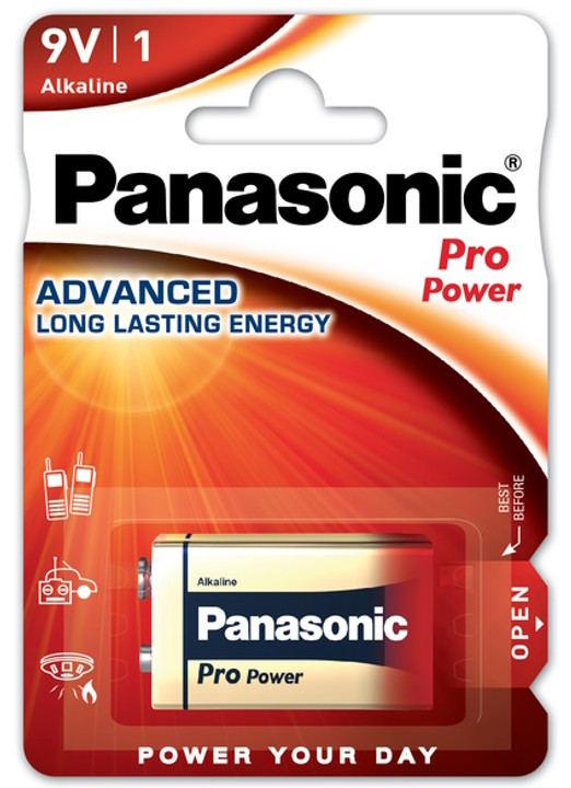Panasonic 9V PP3 Pro Power Alkaline Battery (LR22). 1 Pack