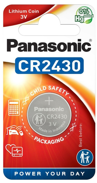 Panasonic CR2430 3 Volt Lithium Coin Cell Battery. 1 Pack