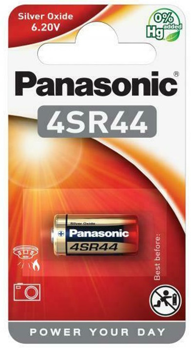 Panasonic 4SR44 6 Volt Silver Oxide Battery (A544). 1 Pack