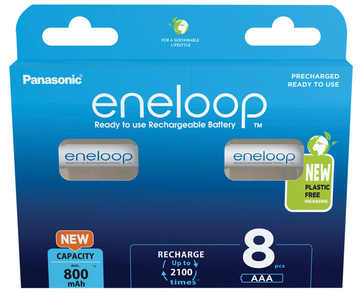 Panasonic Eneloop AAA 800 mAh Pre-charged Rechargeable Batteries. 8 Pack
