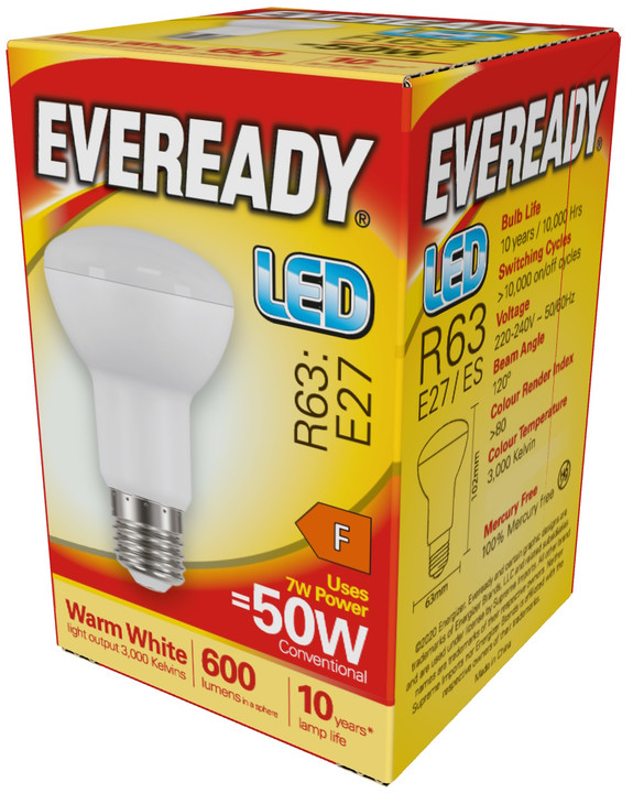 Eveready 7W (50 Watt) 600 Lumen LED E27 R63 Reflector Bulb (S13632)