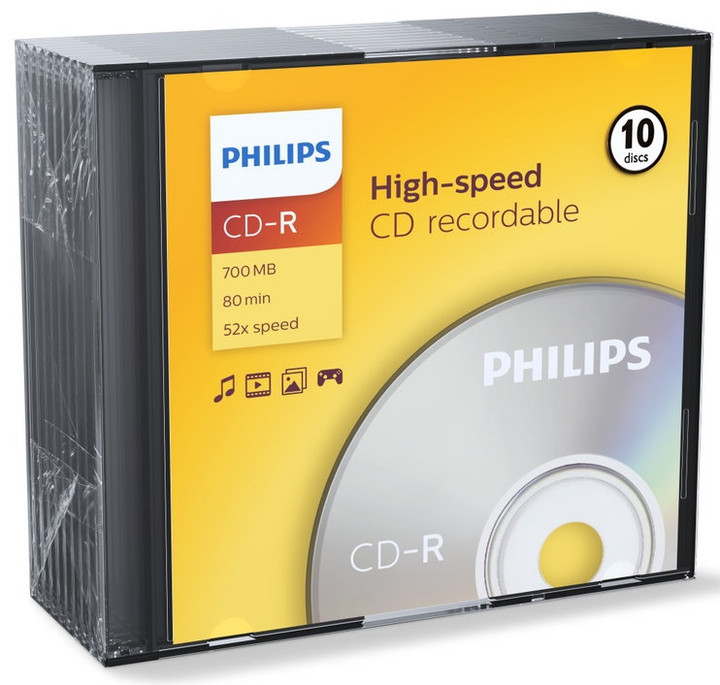 Philips CD-R Recordable Discs 80 Min 700MB. 10 Pack