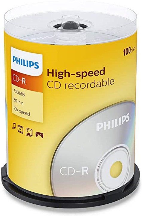 Philips CD-R Blank Recordable Discs 80 Min 700MB. 100 Pack