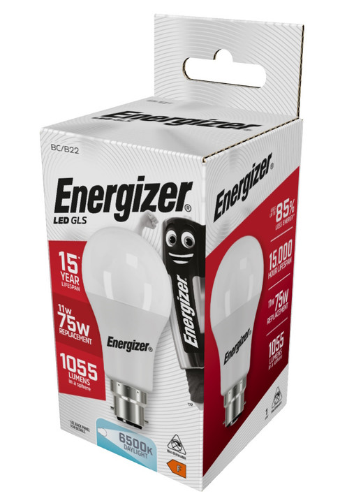 Energizer B22 11 Watt GLS LED Bulb. 1055 Lumens. Equivalent - 75W (Opal/Daylight) 
