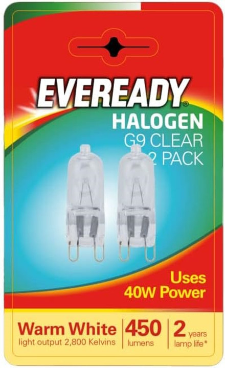 Eveready G9 Halogen Bulbs 40w 450 Lumen Warm White Cooker Hood Filament Lamp (S819)