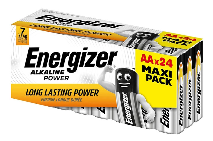 Energizer AA Alkaline Power Batteries (LR6, MN1500). 24 Pack