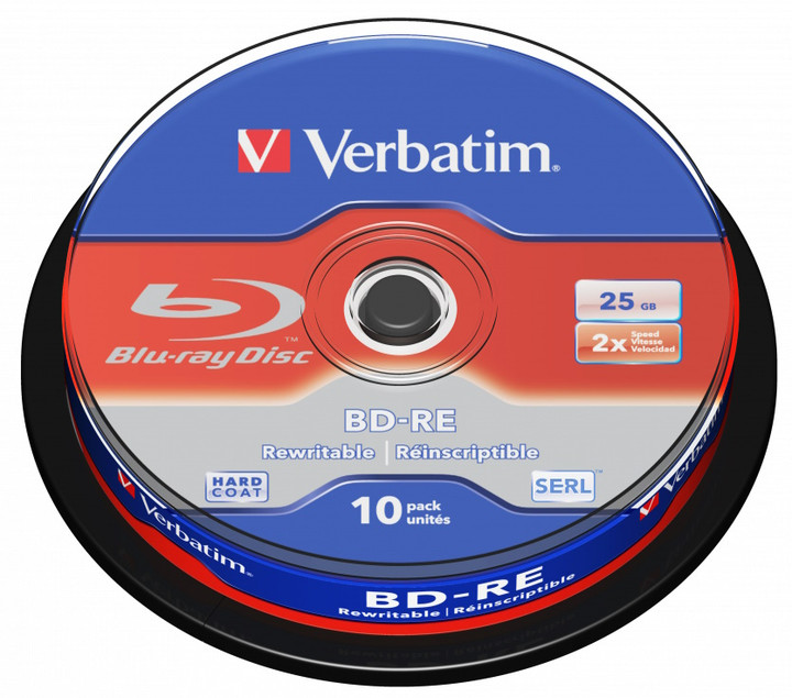 Verbatim Blu-ray BD-RE Rewritable Spindle 25 GB 2x Speed (5 discs)