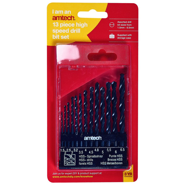 Amtech F1000 13 Piece high speed steel (HSS) drill set - small