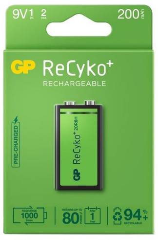 GP BATTERIES Pile rechargeable Recyko+ 9V 200 mAh pas cher 