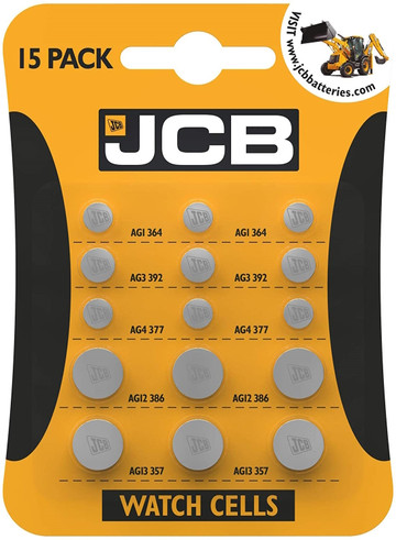 JCB Multipack Assorted Sizes LR44 LR41 LR43 Watch Battery 357 AG1 364 ...