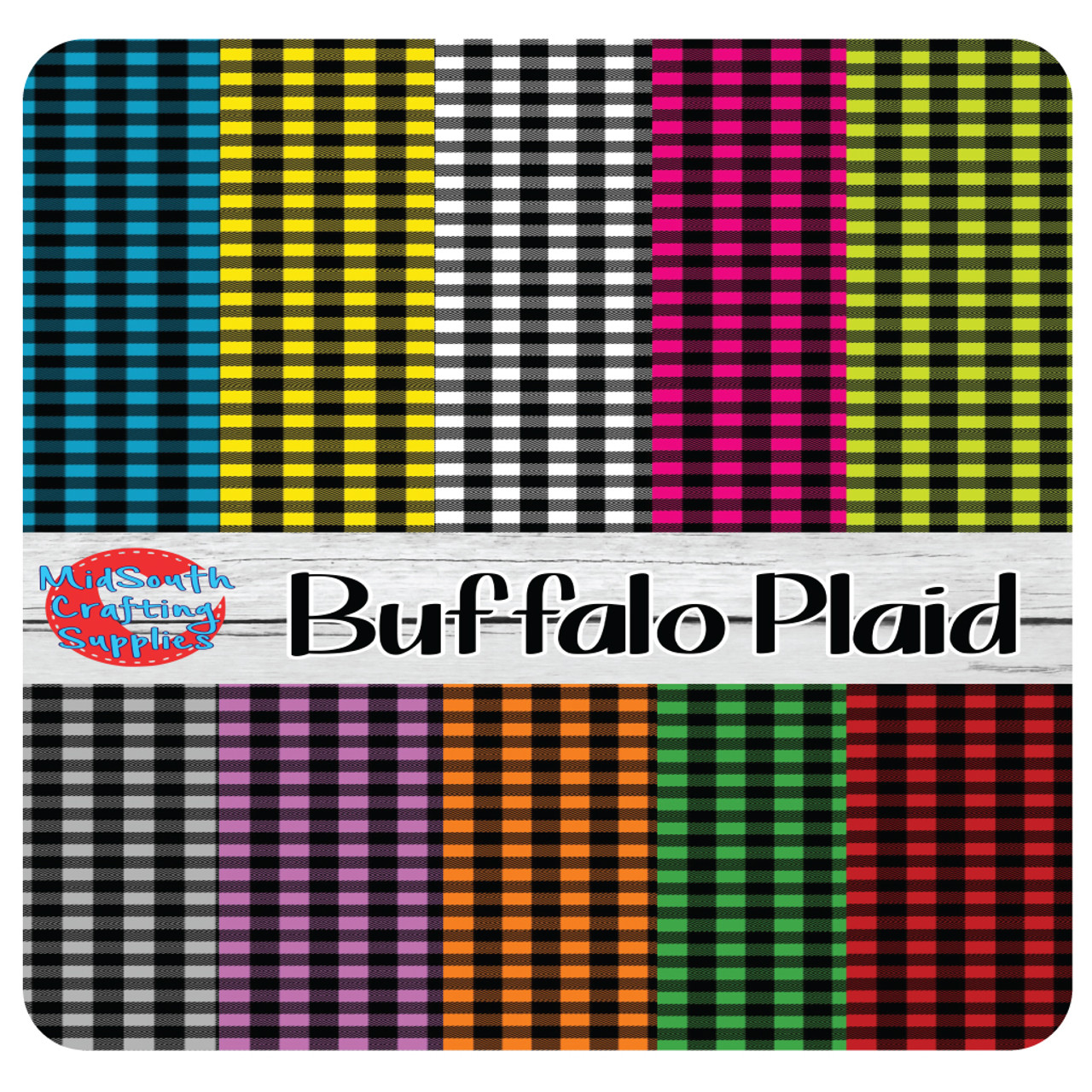 Craftopia Buffalo Plaid Permanent Vinyl Sheets for Cricut, 3-Packs 12” x 12”