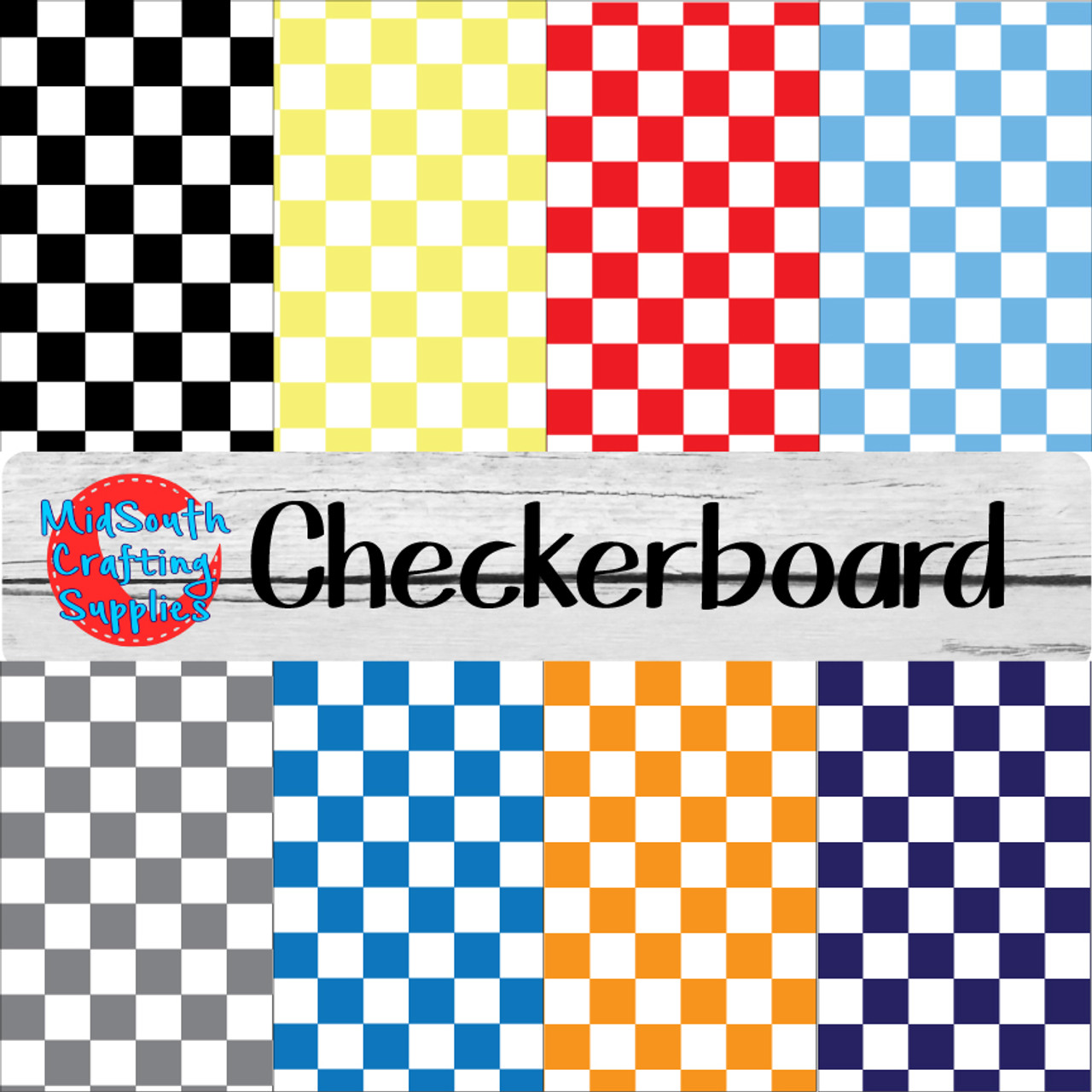 U&A Heat Transfer Vinyl Checkerboard Pattern HTV Rolls - 12inch*5ft Checkered Iron on for Shirts Fabrics DIY Easy to Cut & Weed Press Design