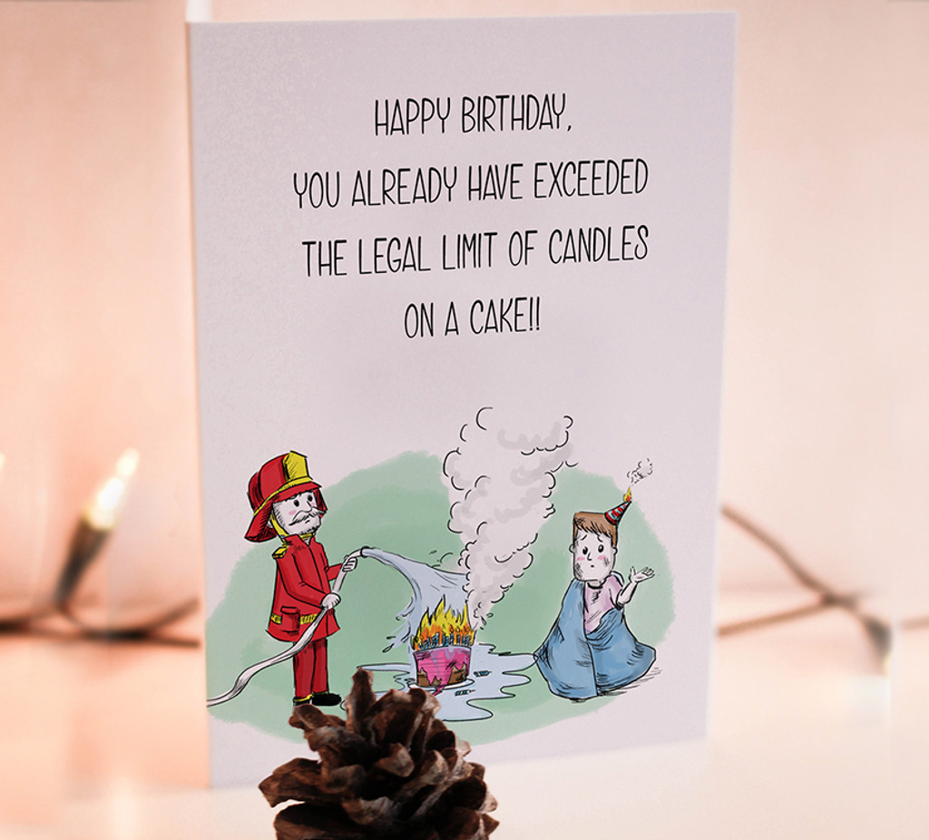 Birthday Card , Printable Card, Fireman, Candle card