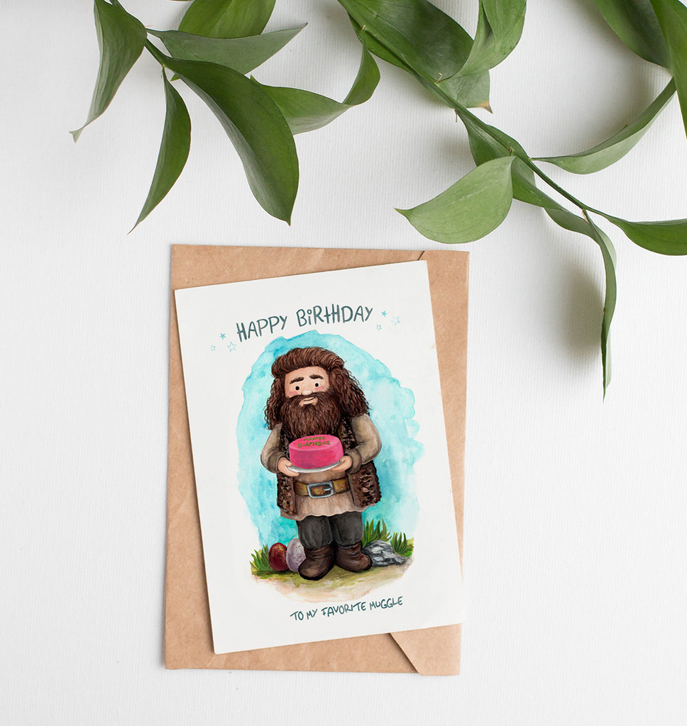 Birthday Card , Hagrid Printable Card, Potter Bday card