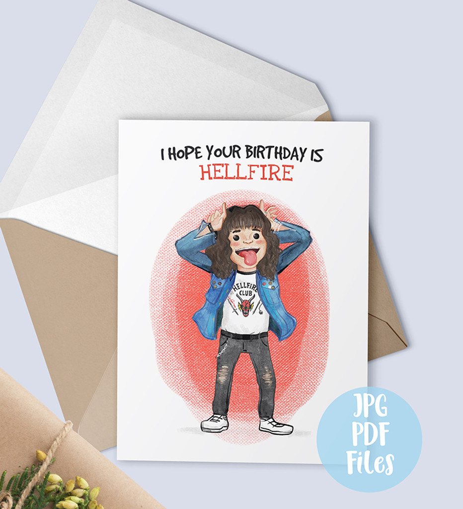  Eddie Munson Happy Birthday card, Stranger Things themed birthday card , Funny Birthday Card, Printable Greeting Card