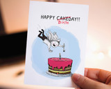 Funny Happy birthday, Printable Card, cake, Cute Birthday Card 