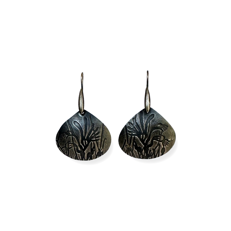 Anigozanthos sterling silver tear drop earrings