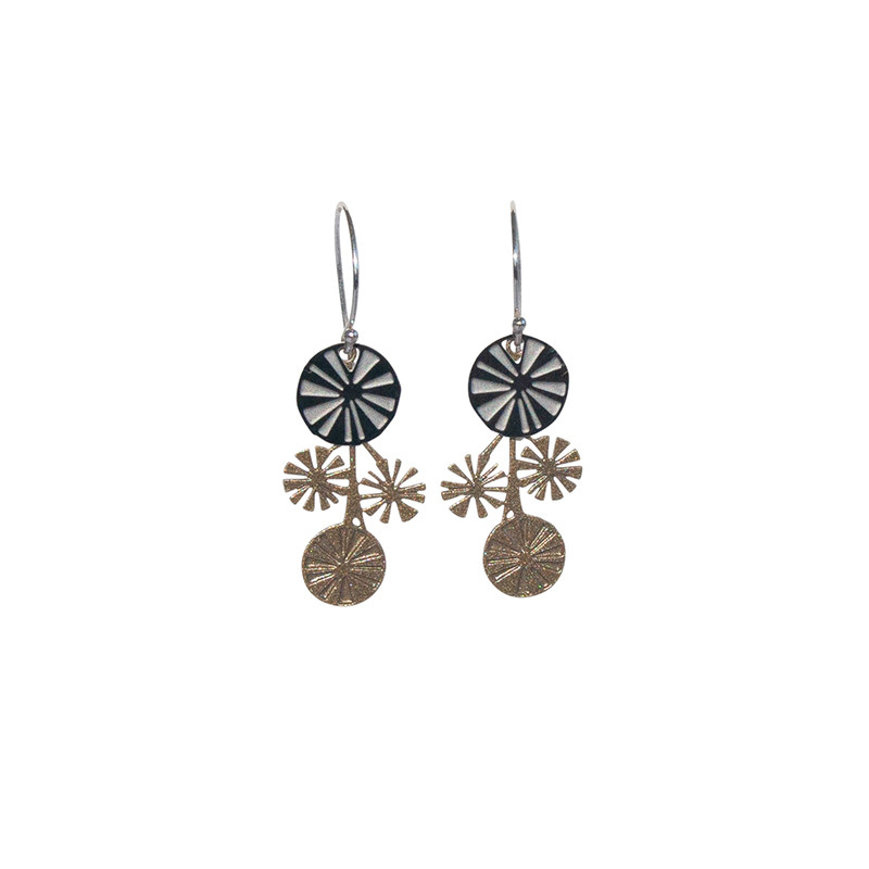 Steel wattle earrings - Small gold background