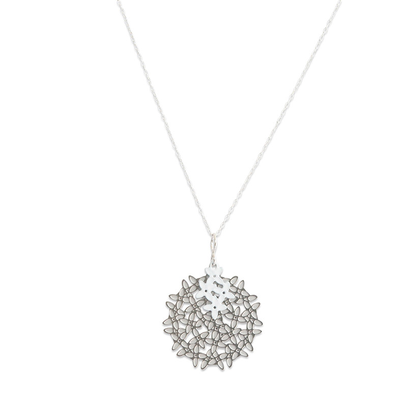 Pimelea “Rice Flower” pendant  - Steel & white