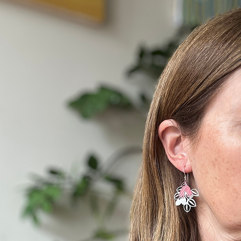 Correa Wildflower large earrings  - Steel & Guava