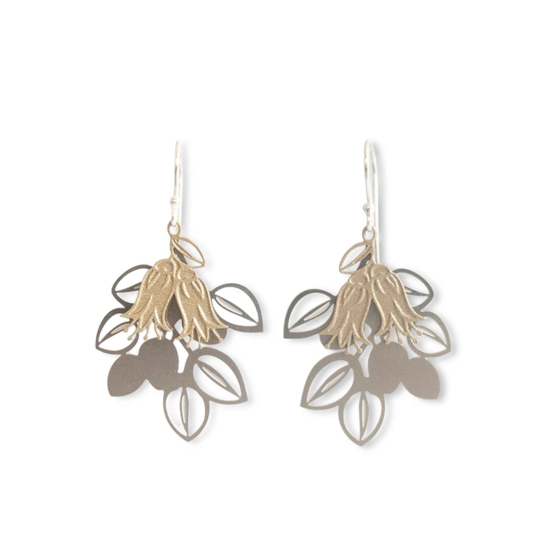 Correa Wildflower large earrings  - Steel & Gold