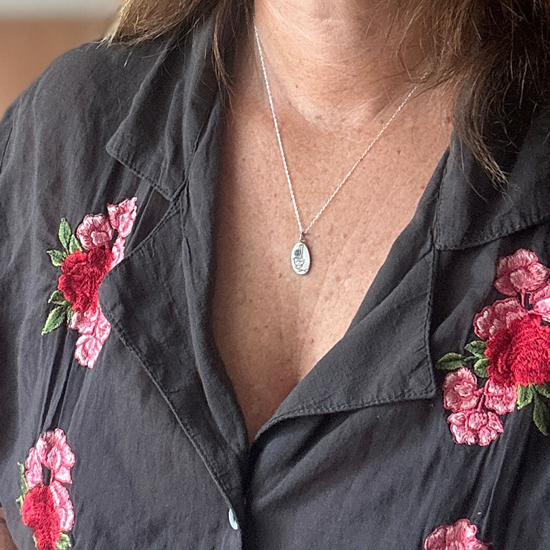 Sterling Silver Wren Pendant with Aquamarine