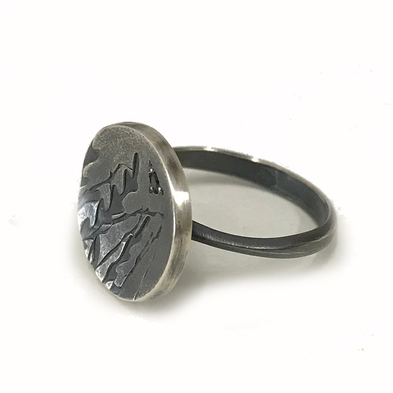 Grasses ring with blue green tourmaline