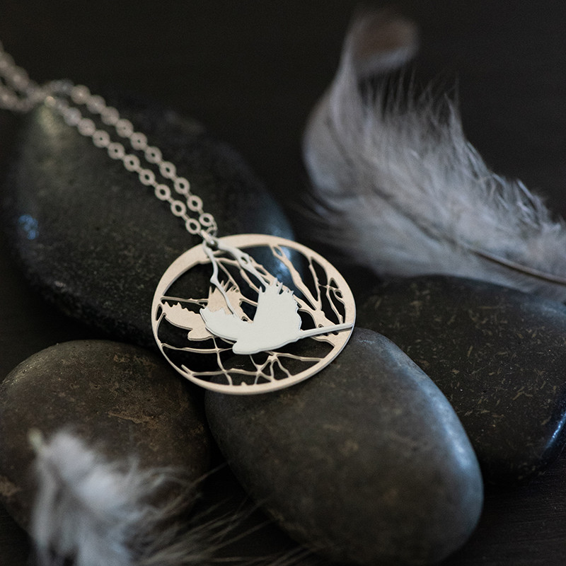 Bird and Branch pendant colour front