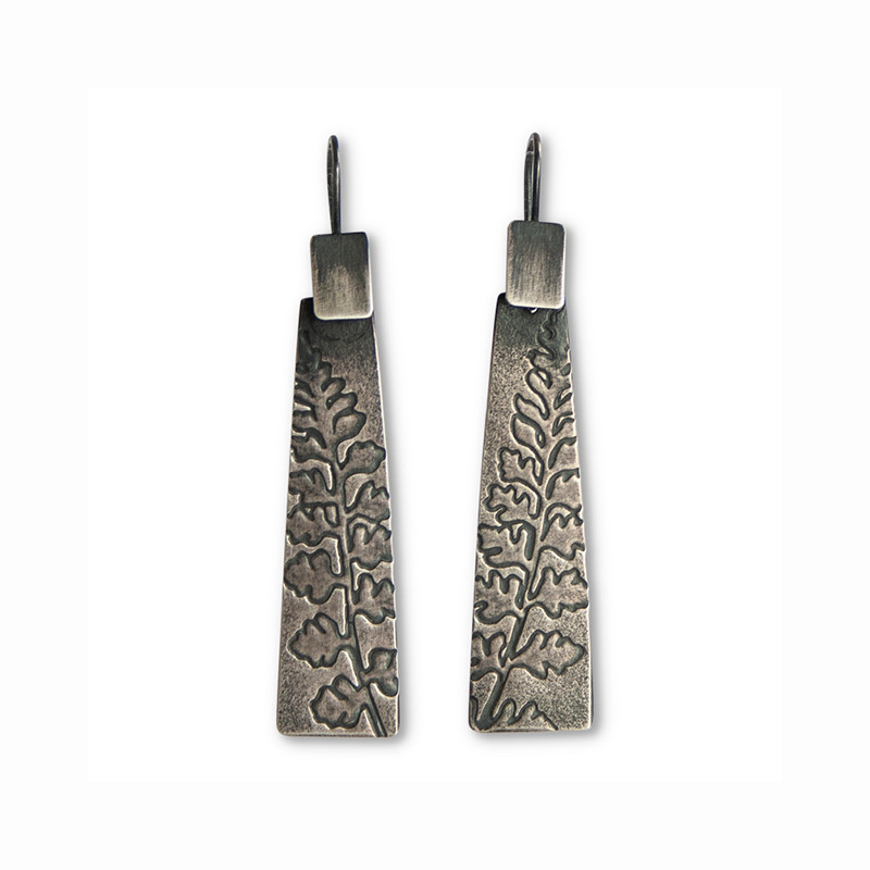 Fern sterling silver rectangle earrings