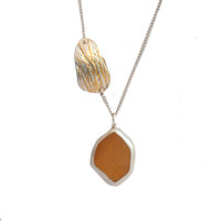 Golden sea glass silver and gold necklace