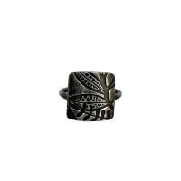 Geo leaf imprint sterling silver ring