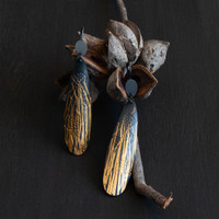 Long hakea gold and silver earrings