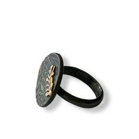 Leaf imprint with 18ct gold leaf disc  ring 