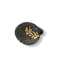 Leaf imprint with 18ct gold leaf disc  ring 